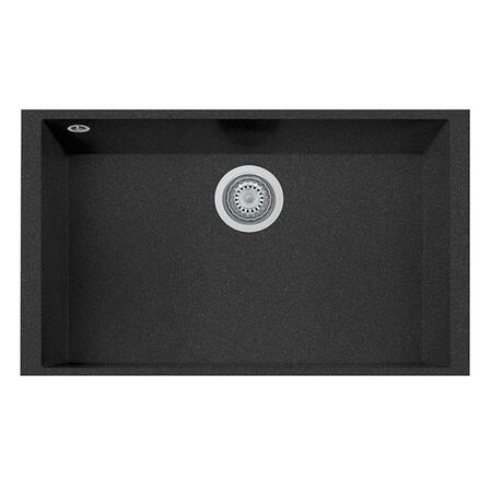 LATOSCANA 17 In. One Undermount Granite Composite Single Bowl Kitchen Sink, Black Metallic ON7610ST-44UG